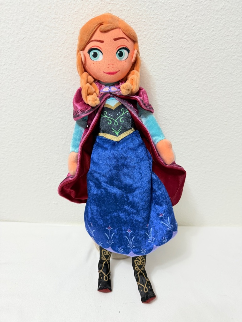 Disney Store Frozen Anna Plush Doll 17” Soft Stuffed Toy Princess Blue Dress